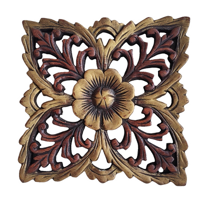 Wall decor: Wooden Carved Floral Wall Art Decor.