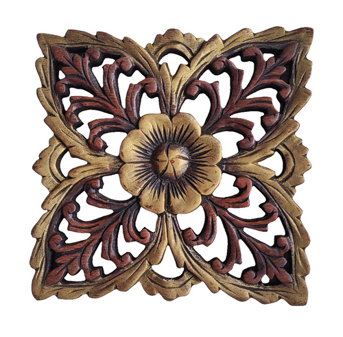Wall decor: Wooden Carved Floral Wall Art Decor.