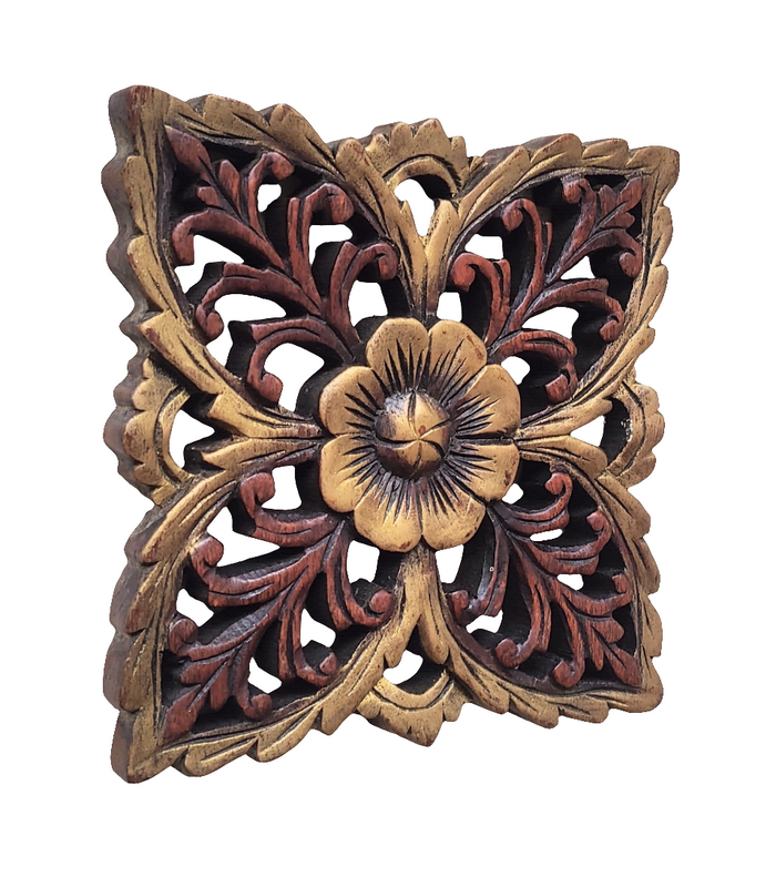 Wall decor: Wooden Carved Floral Wall Art Decor.