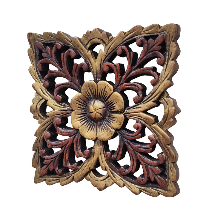 Wall decor: Wooden Carved Floral Wall Art Decor.