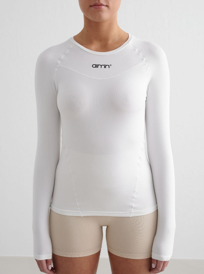 White Soft Basic Long Sleeve Top