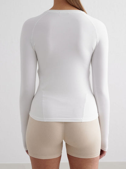 White Soft Basic Long Sleeve Top