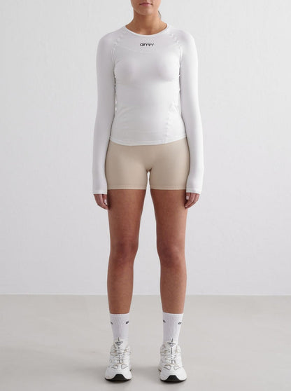 White Soft Basic Long Sleeve Top