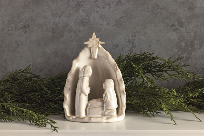 White Stoneware Nativity Scene