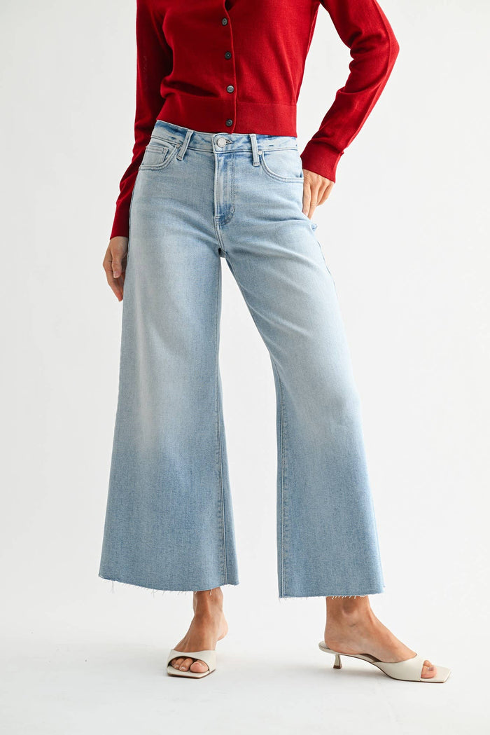 Wide Leg Flare Crop - BP531J - Light Wash