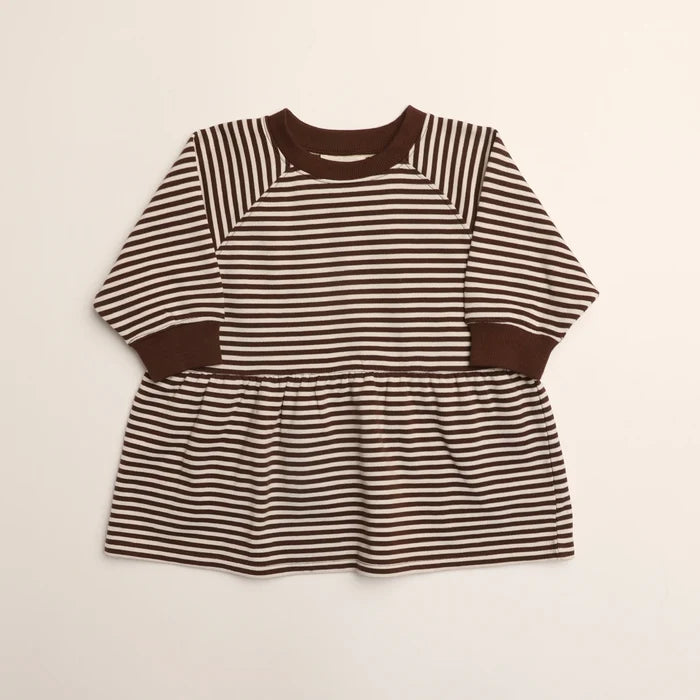 Winnie + Crew - Kelsey Dress in Turtledove Chocolate Stripe