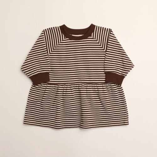 Winnie + Crew - Kelsey Dress in Turtledove Chocolate Stripe