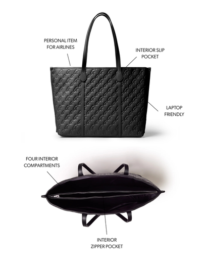XL MONOGRAM SLEEK TOTE - BLACK