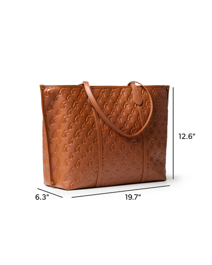XL MONOGRAM SLEEK TOTE - BROWN