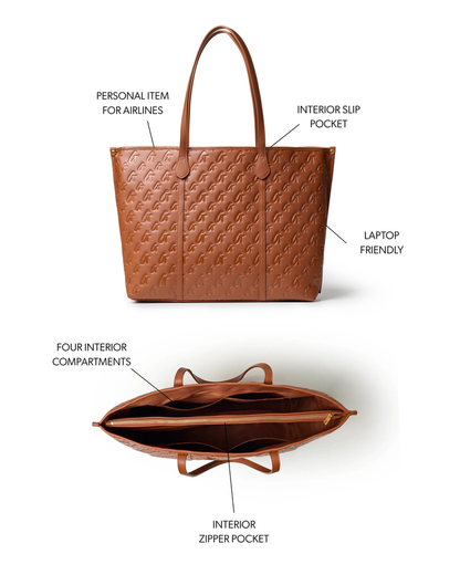 XL MONOGRAM SLEEK TOTE - BROWN
