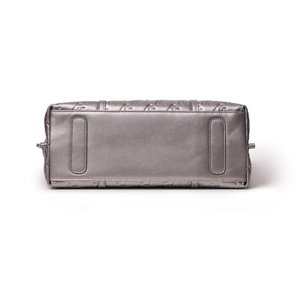 Sleek platinum XL monogram tote bag featuring a spacious design and elegant finish, perfect for stylish everyday use.