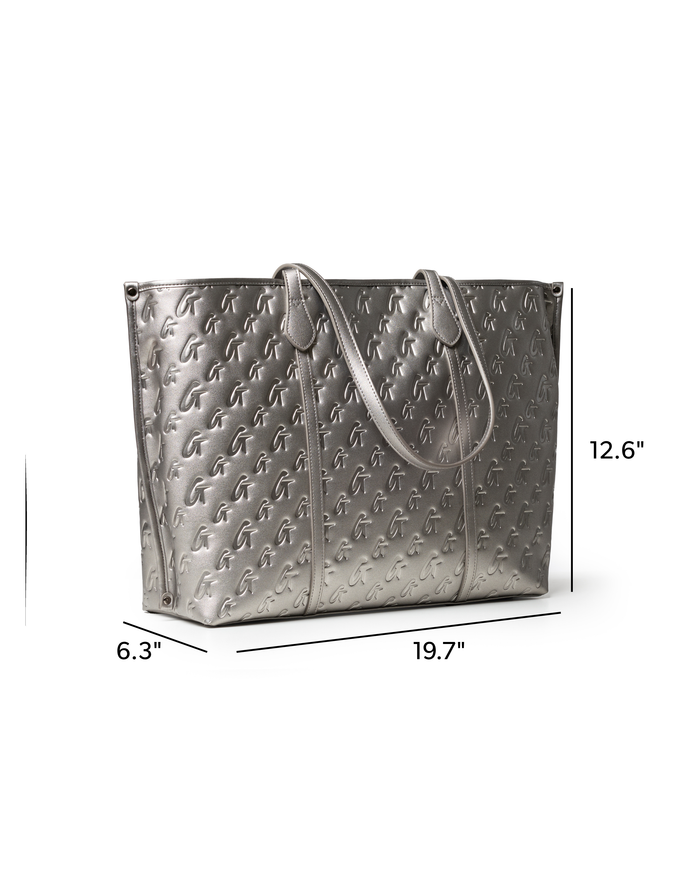 XL MONOGRAM SLEEK TOTE - PLATINUM