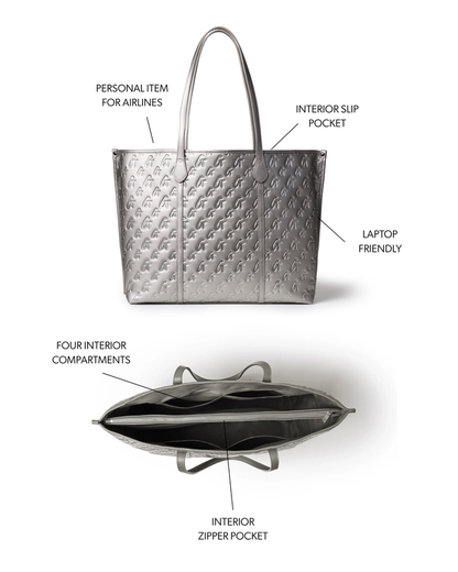 XL MONOGRAM SLEEK TOTE - PLATINUM