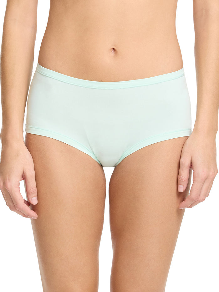 Crystal Clear Blue YourFit™ Boyshort - Front View On Model, One Size Seamless Panty | Hanky Panky