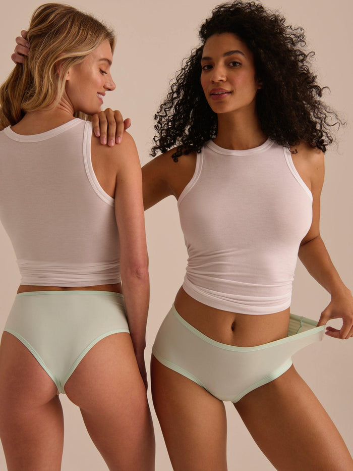 Crystal Clear Blue YourFit™ Boyshort - Two Models Front & Back, Inclusive Fit Stretch Panty | Hanky Panky